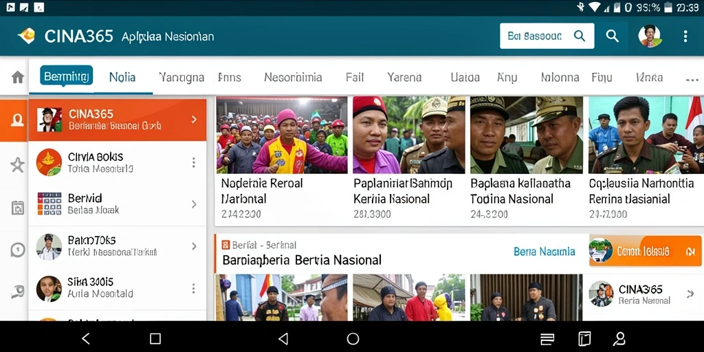 Antarmuka utama CINA365 menampilkan berita Nasional terbaru dan terpopuler.