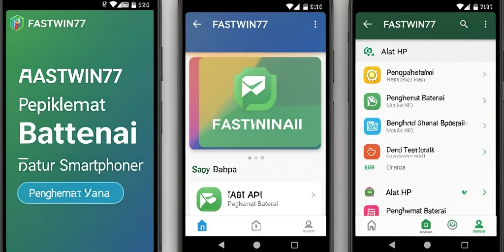 Antarmuka utama FASTWIN77 yang sederhana dan fungsional sebagai Penghemat Baterai.