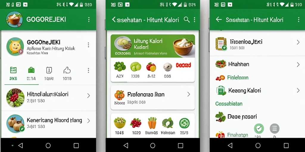 Screenshot GOGOREJEKI menunjukkan antarmuka pengguna aplikasi Hitung Kalori.