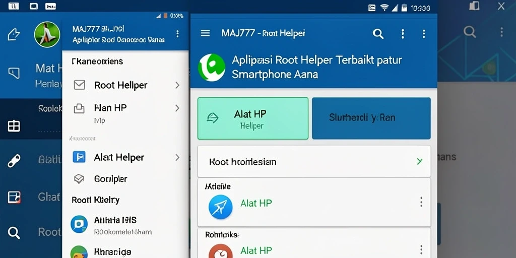 Tampilan antarmuka aplikasi MAJ777 sebagai Root Helper yang user-friendly.