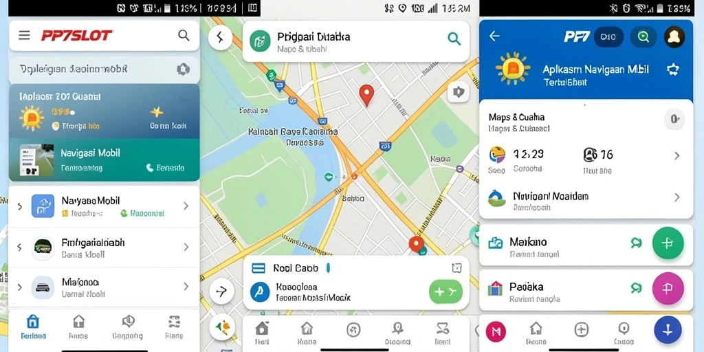 Tampilan antarmuka aplikasi PP7SLOT untuk navigasi mobil yang jelas dan mudah dipahami.