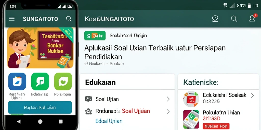 Tampilan antarmuka aplikasi Soal Ujian SUNGAITOTO yang interaktif.