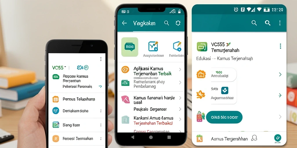 Tampilan antarmuka VC55 yang user-friendly untuk Kamus Terjemahan.